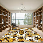 Golden Honey Bee Swarm Illustration Rug
