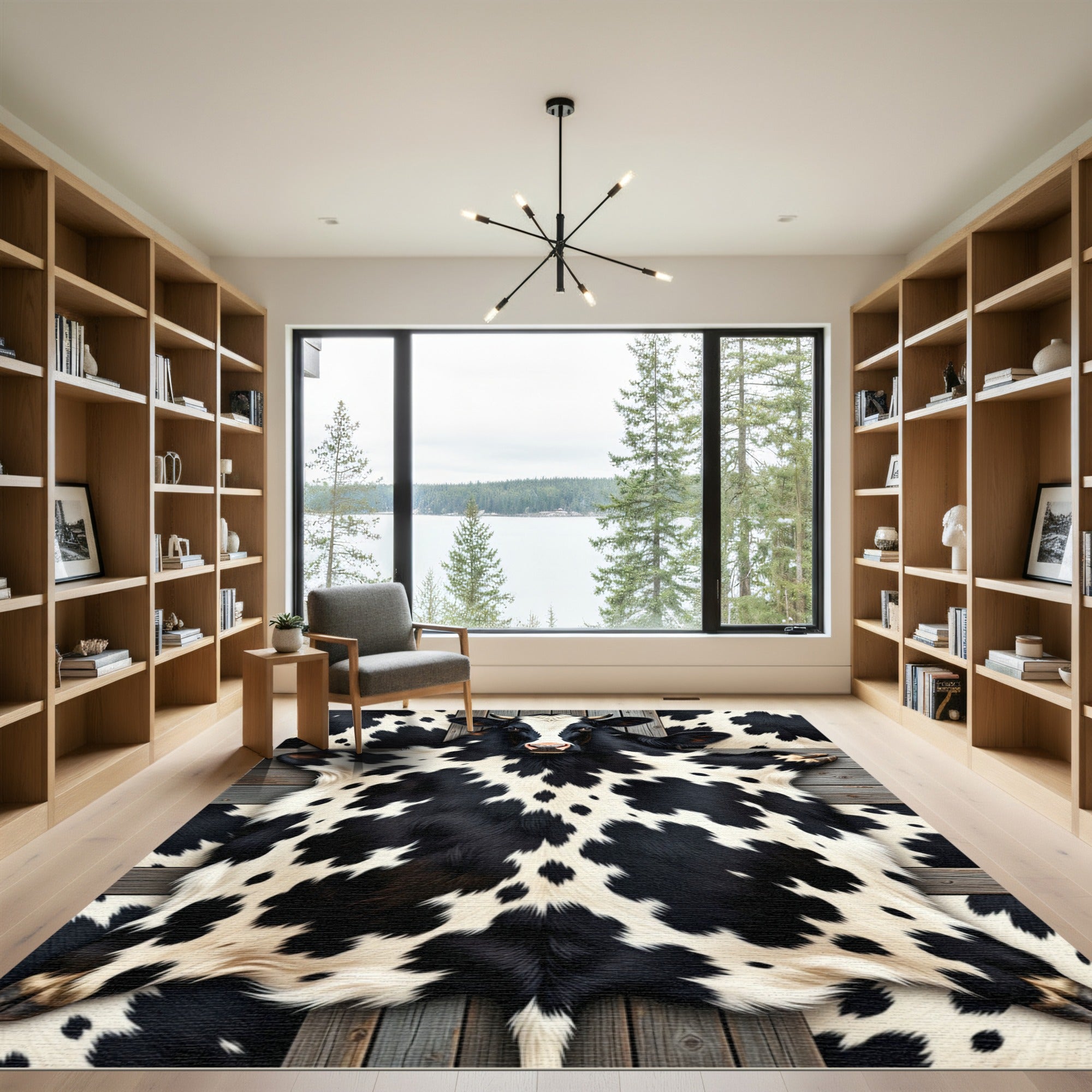 Black and White Spotted Cowhide Rug
