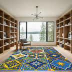 Vibrant Multi Colored Geometric Medallion Rug
