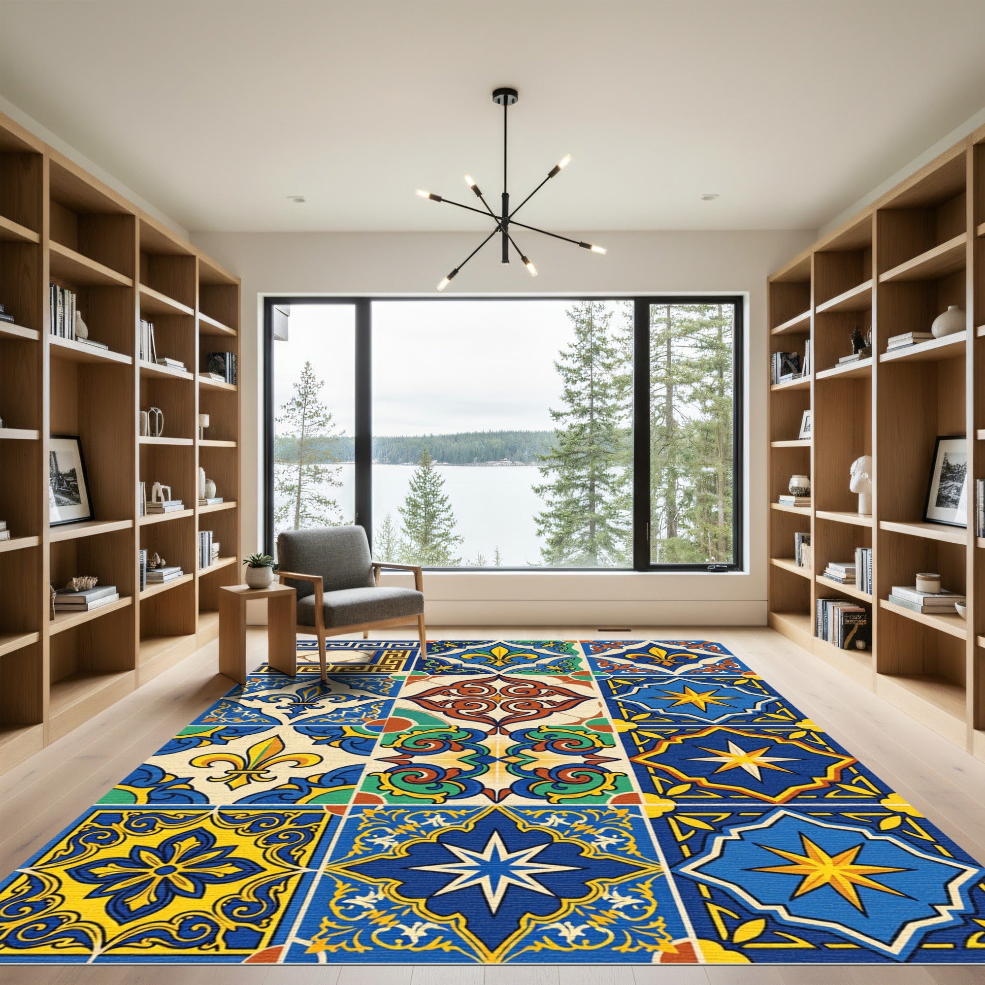 Vibrant Multi Colored Geometric Medallion Rug