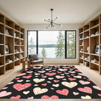 Romantic Blush Pink Valentine Heart Collection Rug
