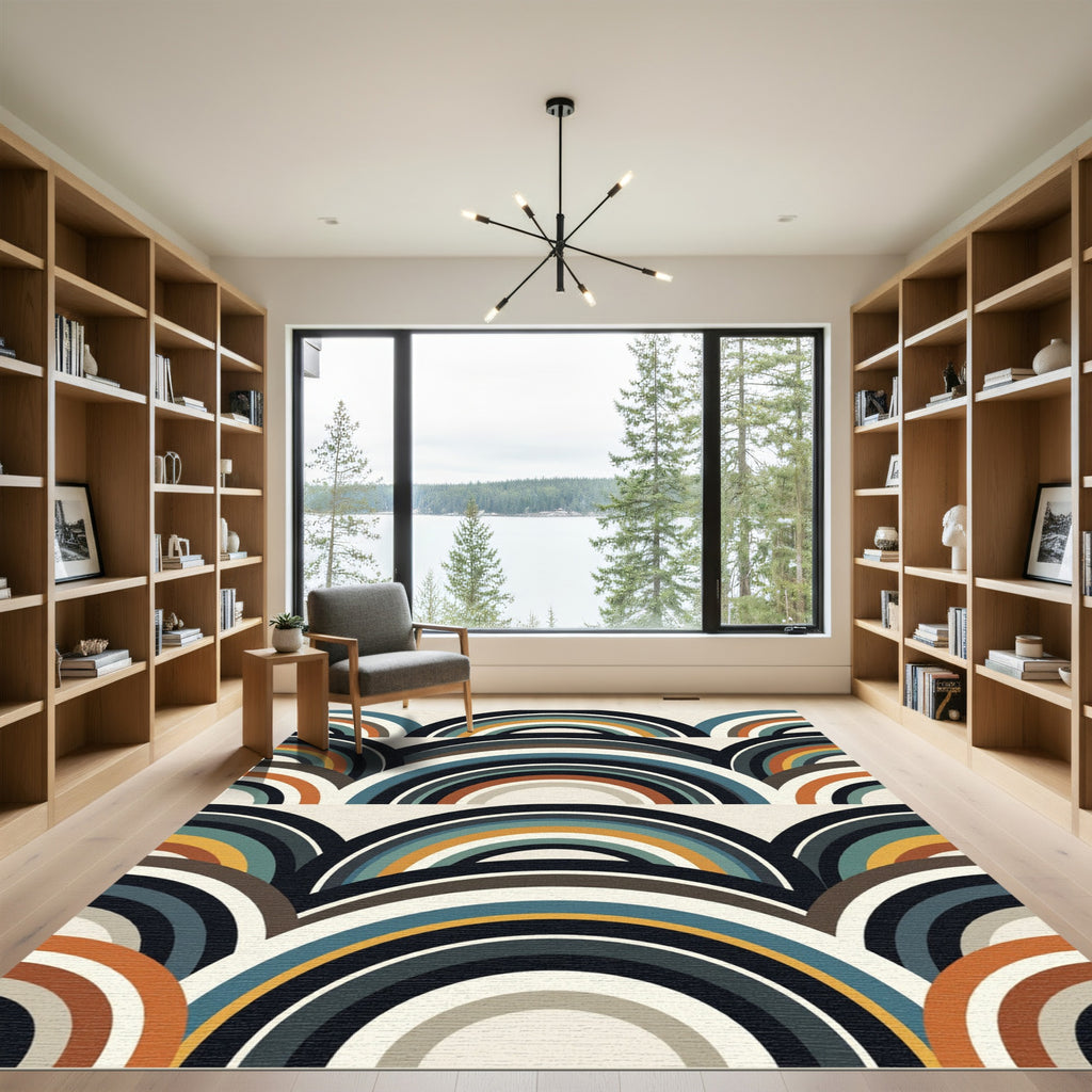 Mid Century Modern Arc Waves Rug