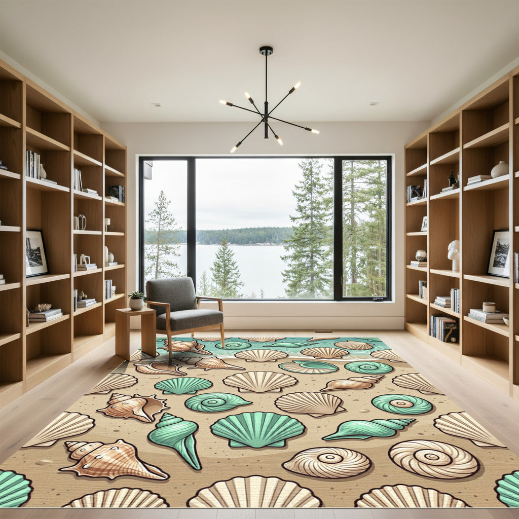 Coastal Seashell Assorted Beach Collection Rug