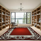 Knot Border Crimson Ceramic Rug