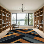 Geometric Amber and Charcoal Abstract Layers Rug