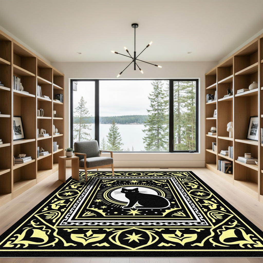 Black Cat Celestial Sunburst Rug
