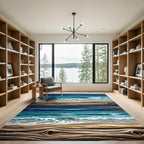 Earthy Wood Grain Ocean Wave Texture Rug