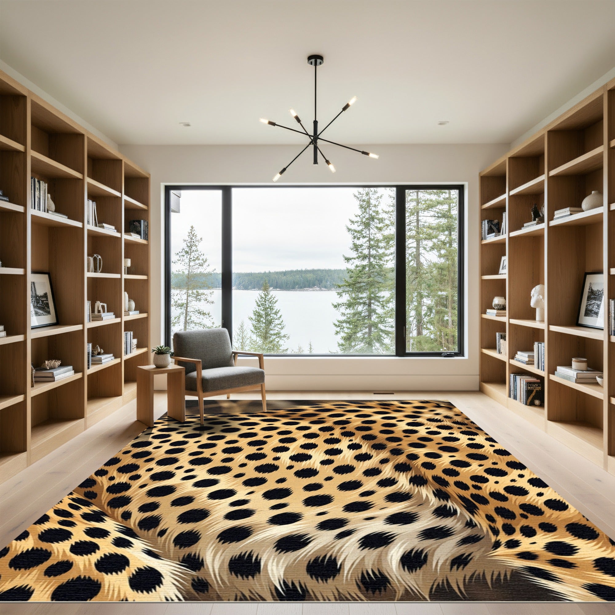 Golden Cheetah Print Spots Rug