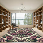 Romantic Blush Rose Medallion Floral Rug