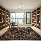 Ornate Copper Floral Damask Medallion Rug