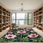 Pale Pink Anemone Floral Garden Rug