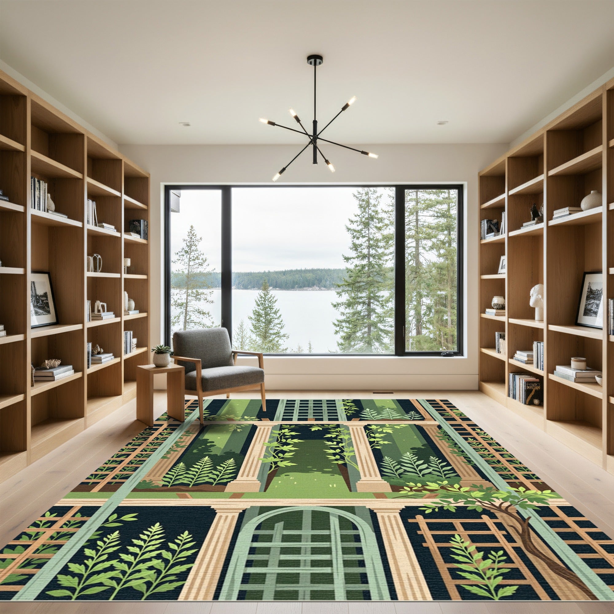 Grecian Trellis with Lush Botanical Greens Rug