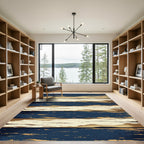 Navy and Gold Abstract Sand Texture Rug