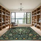 Sage Green Botanical Sunburst Floral Rug