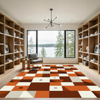 Mid Century Terracotta Geometric Block Rug
