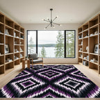 Dark Purple Ikat Diamond Geometric Rug