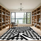 Bold Black and White Houndstooth Abstract Rug