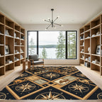 Golden Camel Compass Star Grid Rug