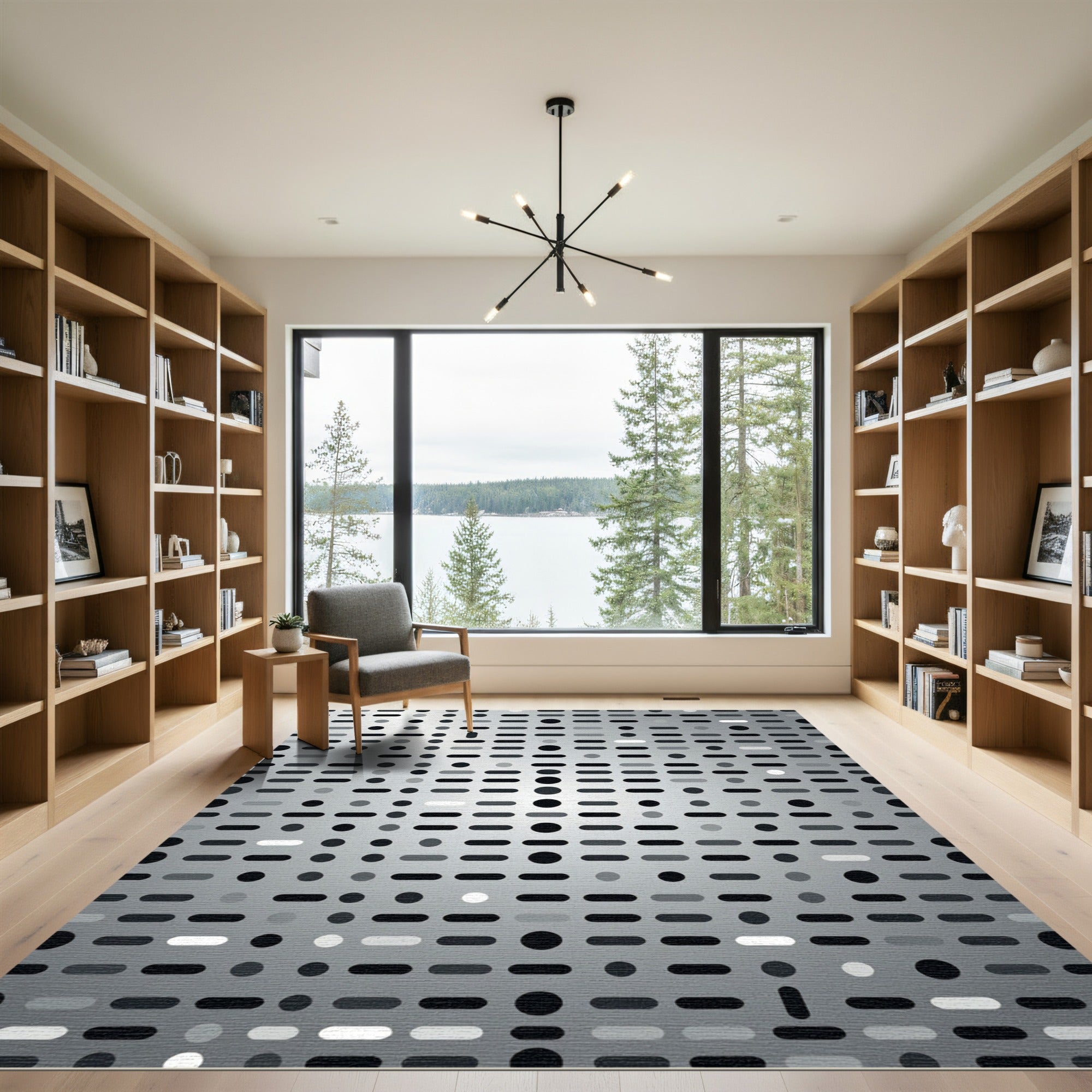 Monochromatic Dot Dash Geometric Rug