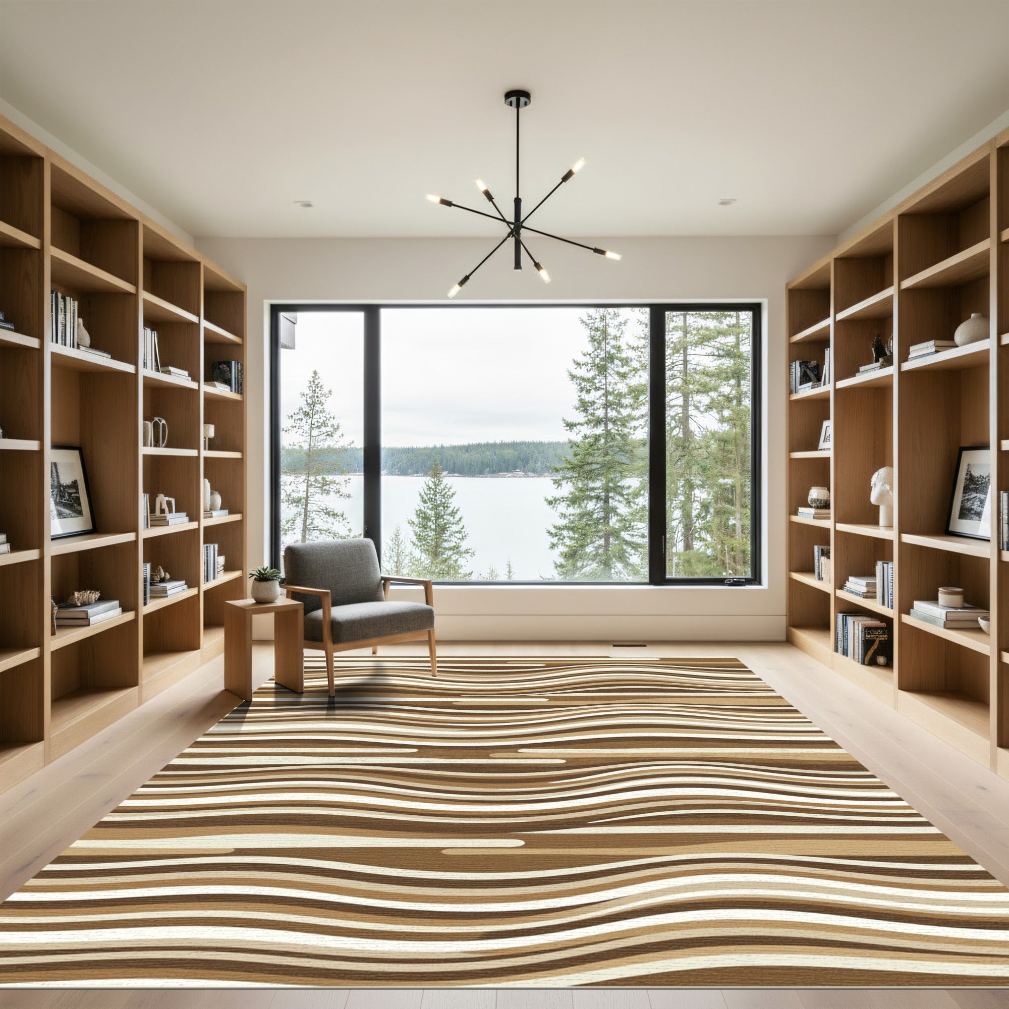 Earthy Tone Abstract Wavy Stripes Rug