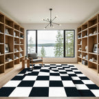 Monochrome Checkerboard Fold Graphic Rug