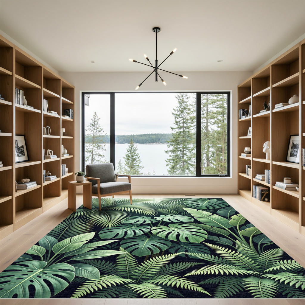 Emerald Jungle Botanical Composition Rug