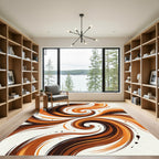 Modern Ochre And Bronze Swirling Abstract Rug