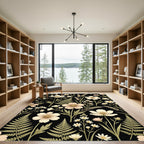 Cream Floral Fern Field Arrangement Rug