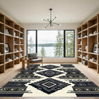 Monochrome Geometric Step Diamond Rug