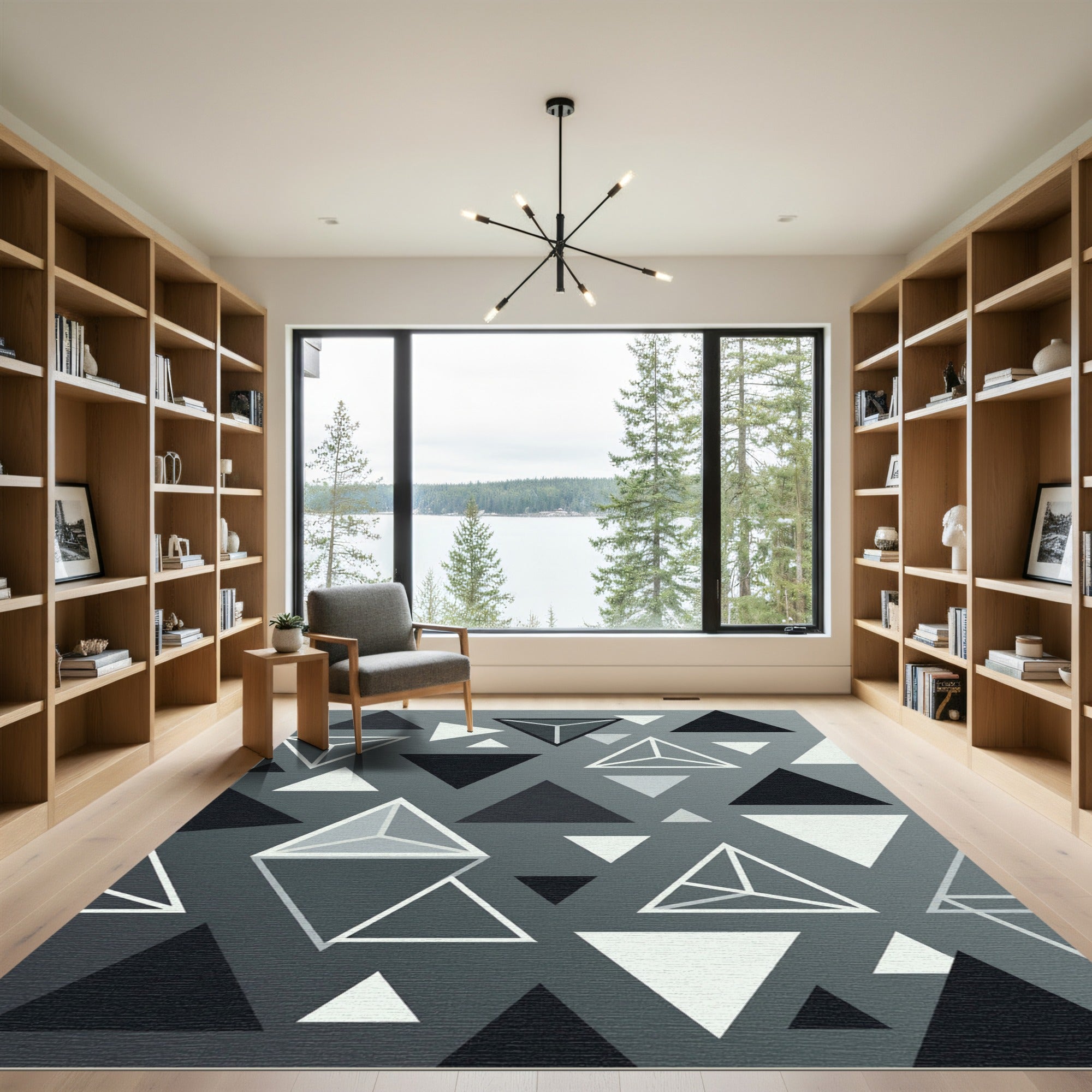 Monochromatic Geometric Triangle Abstract Composition Rug