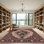 Rich Pink Floral Medallion Bouquet Rug