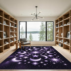 Celestial Purple Crescent Moon Starry Sky Rug