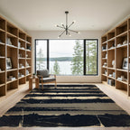 Black Gold Geometric Stripe Grunge Rug