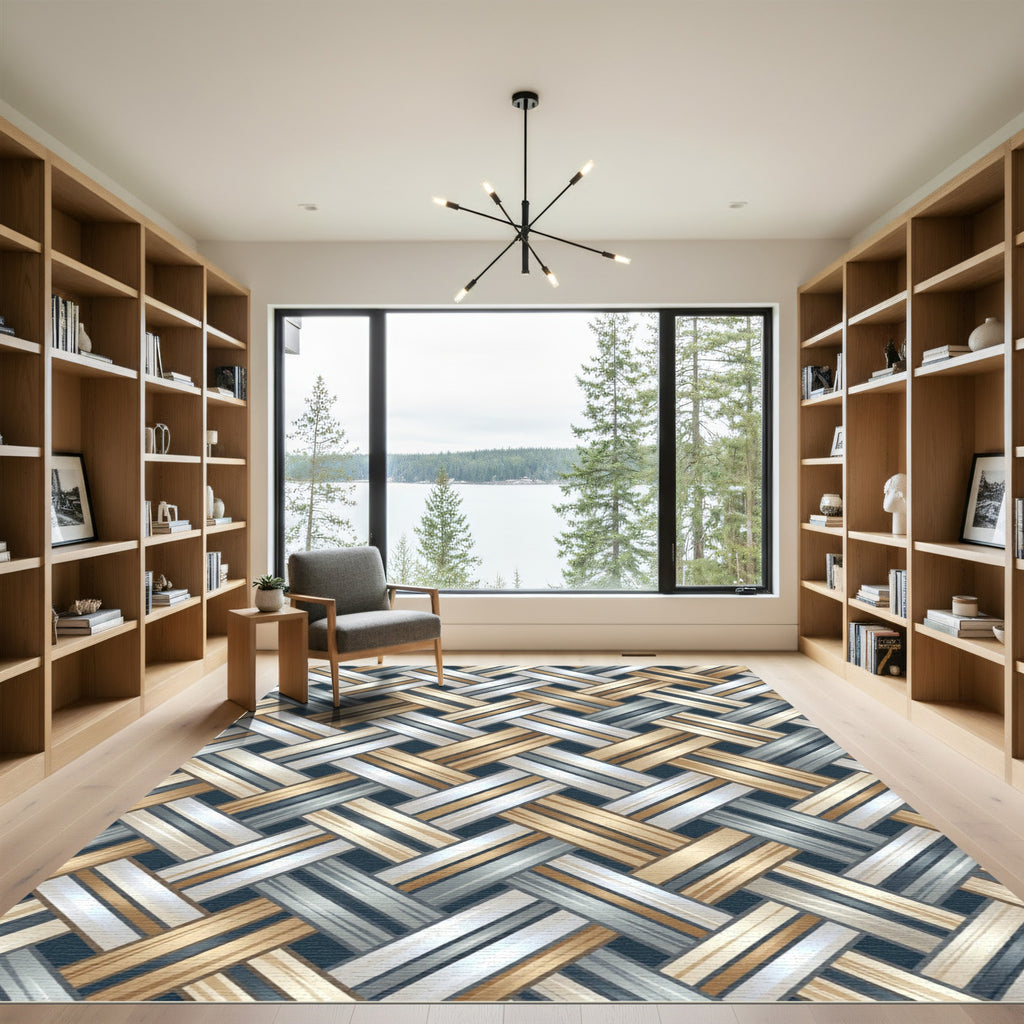 Metallic Gold and Silver Woven Plait Rug