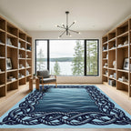 Nautical Braided Rope Navy Ocean Frame Rug