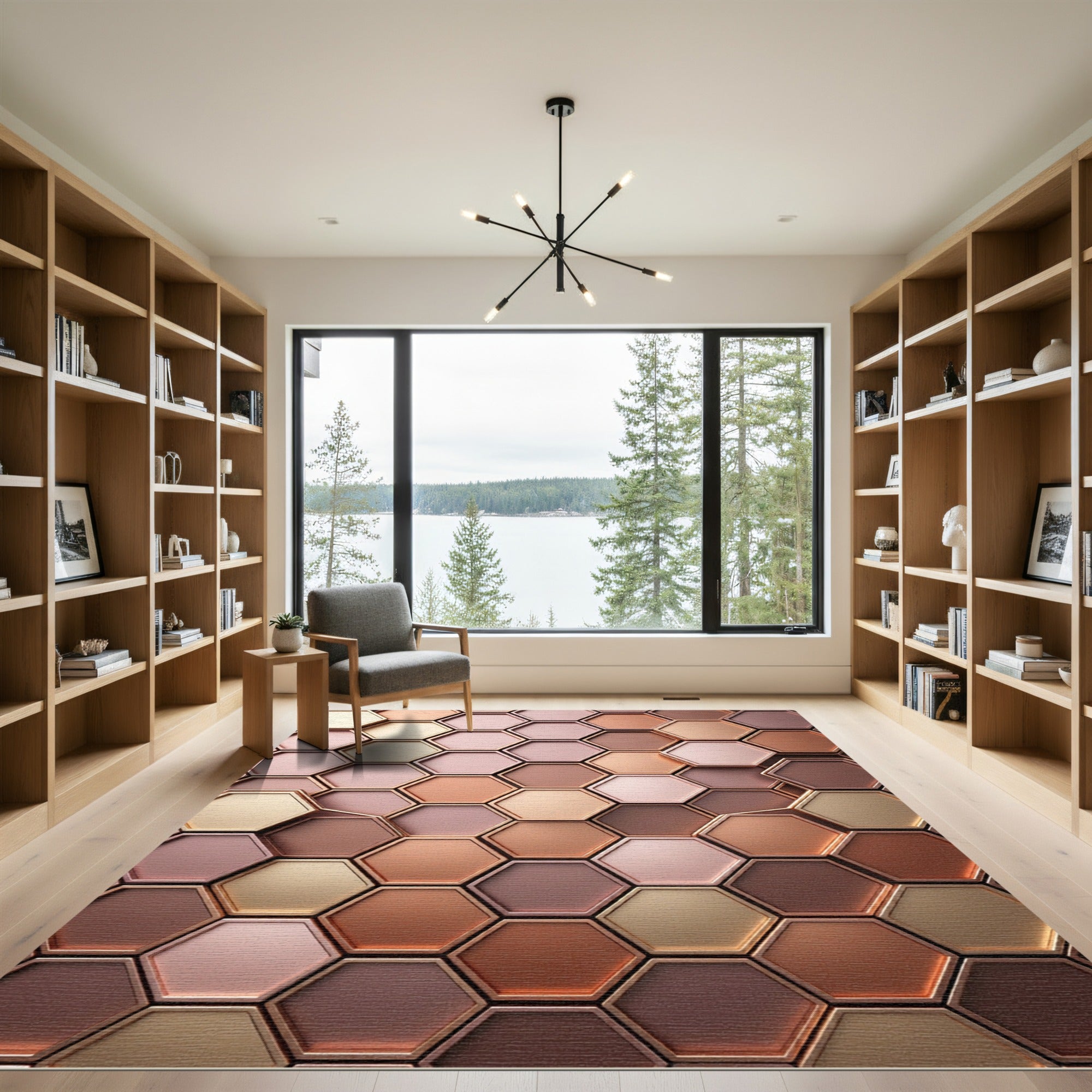 Rose Gold Hexagonal Tessellation Rug