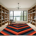 Bold Geometric Orange and Charcoal Chevrons Rug