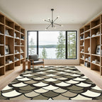 Neutral Scalloped Fish Scale Overlay Rug