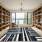 Modern Gray Stripe Composition Rug