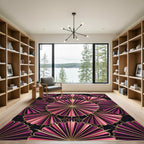 Art Deco Pink Purple Fan Medallion Rug