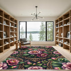 Vintage Victorian Pink Camellia Frame Rug