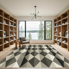 Monochrome Geometric Arlecchino Diamond Rug