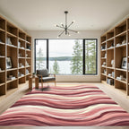 Rose Gold Abstract Wave Stripes Rug