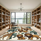 Safari Animals Jungle Savanna Illustration Rug