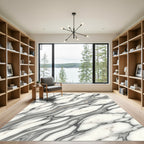 Elegant Gray and White Marble Swirl Rug