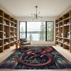 Gothic Crimson Dragon Stained Glass Rug