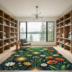 Golden Sunburst Floral Meadow Rug
