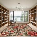 Blush Coral Floral Damask Bouquet Rug