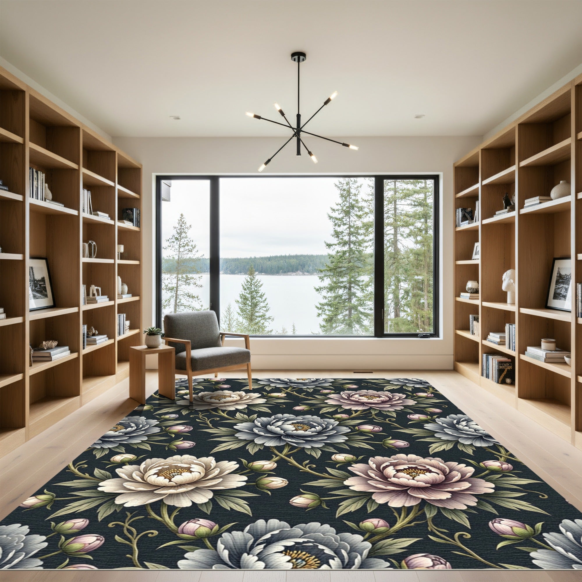 Vintage Cream Blush Peony Botanical Rug