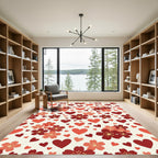 Romantic Red Sakura Cherry Blossom Heart Rug